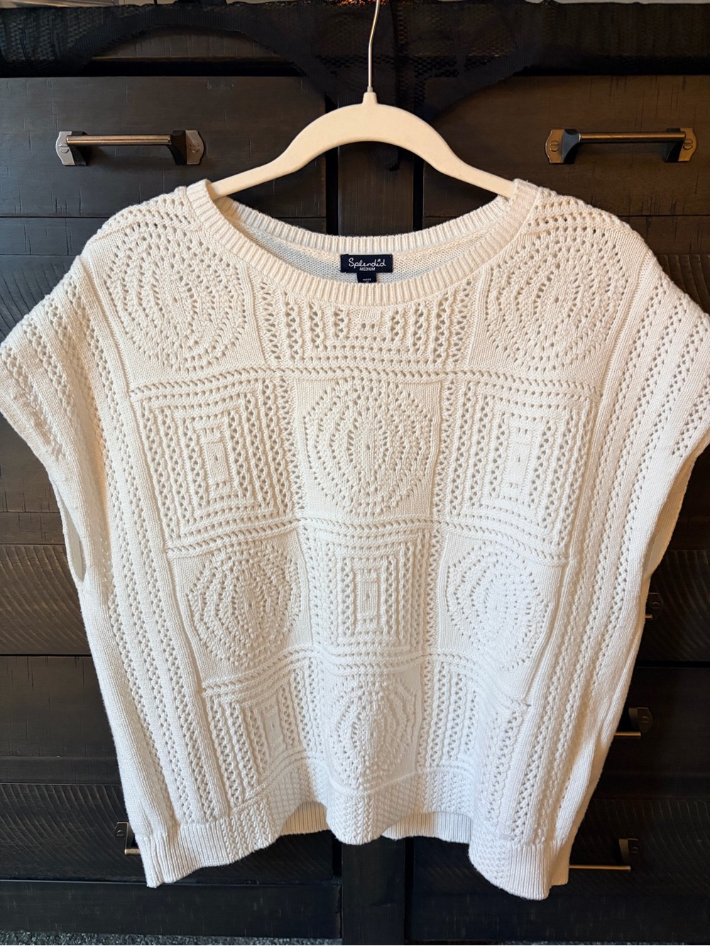 Splendid Cream Cable-Knit Boxy Sweater Vest